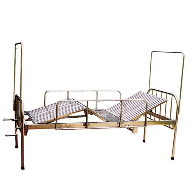Giường bệnh nhân inox 2 tay quay, có bô vệ sinh