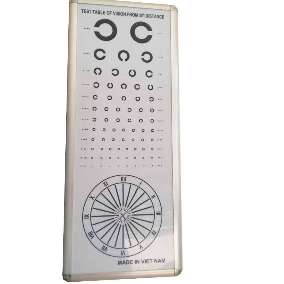 Bảng đo thị lực chữ C (có đèn, treo tường, khung nhôm)