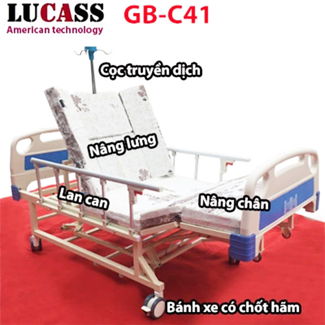 Giường bệnh nhân 4 tay quay Lucass GB-C41 đủ chức năng